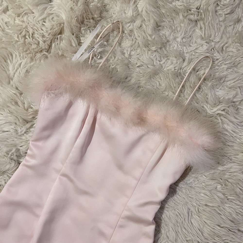 SOLD Barbiecore Pink Midi Dress and Purse with Feathers